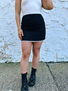 Katie Lace Trim Mini Skirt