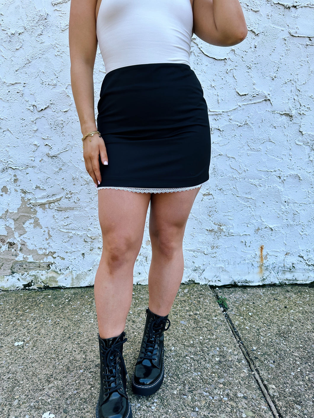 Katie Lace Trim Mini Skirt