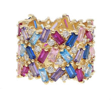 Load image into Gallery viewer, Stacie Rainbow Baguette Ring
