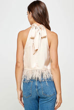 Load image into Gallery viewer, Bombshell Feather Halter Top
