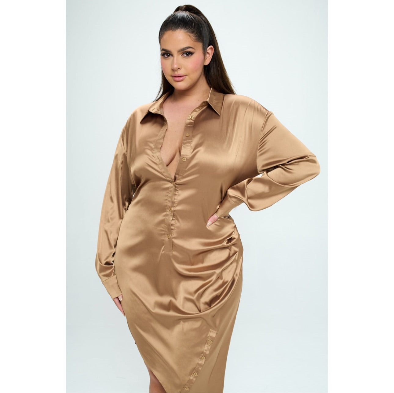 CURVE Champagne Dreams Satin Dress allthingsinstyle CURVE Champagne Dreams Satin Dress allthingsinstyle